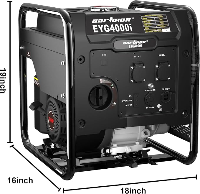 Generador portátil CARTMAN para exteriores, 4000 W, ultra silencioso, motor a gasolina, cumple con normas EPA, función Eco-Mode, ultraligero para respaldo en el hogar y acampada miniatura 3