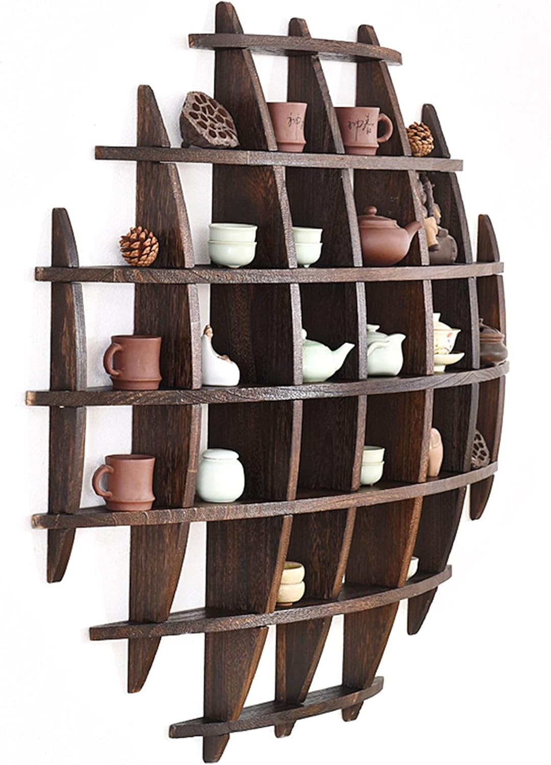 Chinese antiquestand-Shelf Wall Mount-Cubbies Storage Shelves-Tea Display-for Home Antique-Suitable for Living Room Study Room Home Decor,100100-A