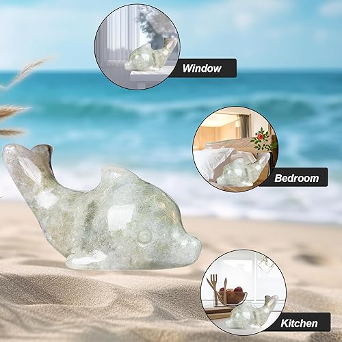 Miniatura 5 de Figura de delfín de cristal de labradorita tallada a mano, figura de delfín de 1.8 pulgadas, piedra preciosa pulida, escultura de animales, piedra