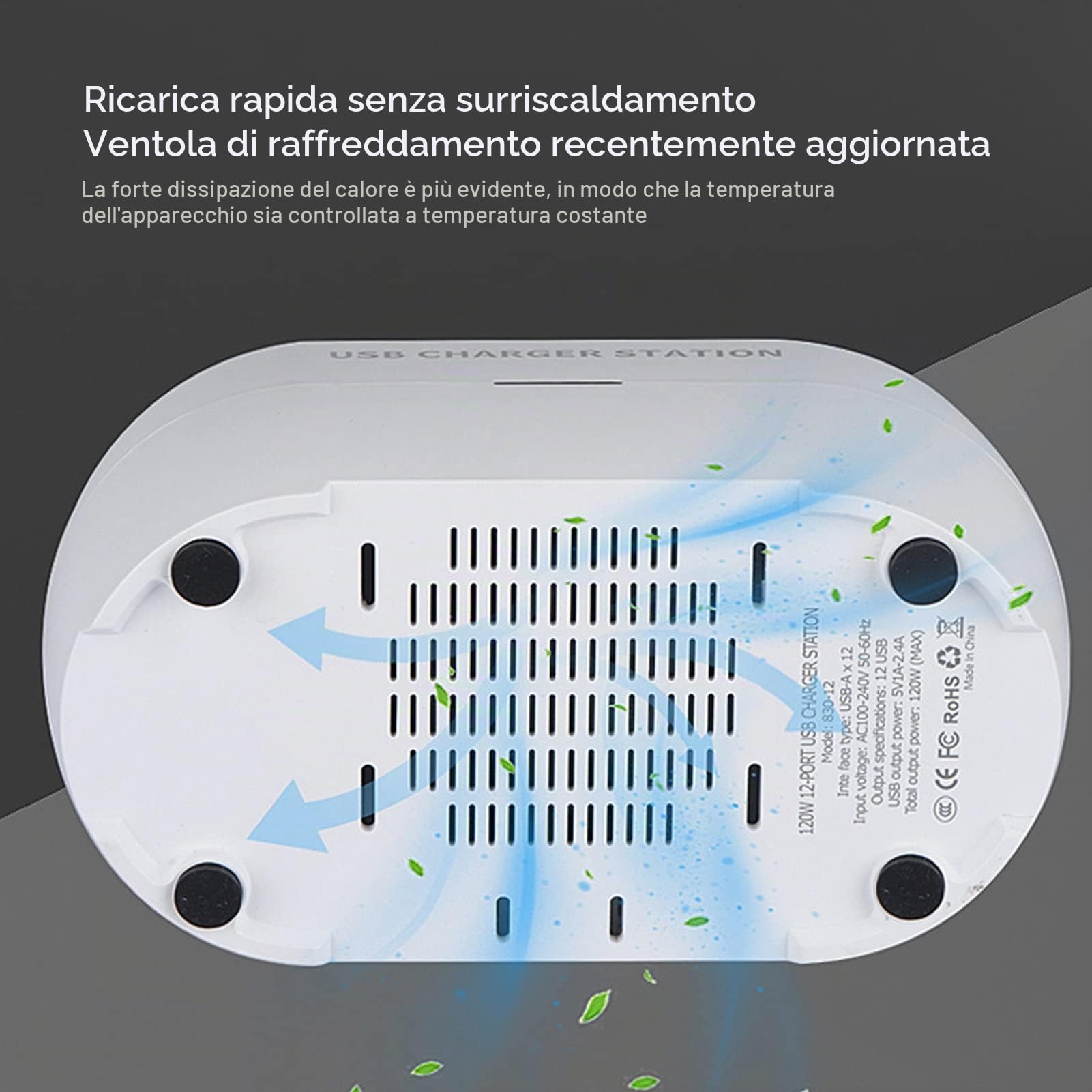 Stazione di Ricarica USB da 160 W a 30 Porte, Caricatore Rapido Desktop Domestico, Caricabatterie Multipli PWM per Computer Portatile Tablet Smartphone