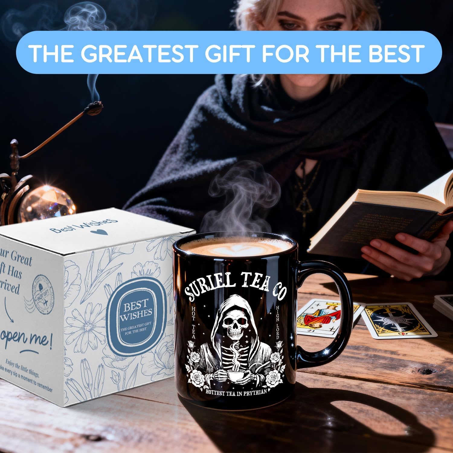 Suriel Tea Co Books Mugs, Acotar Gifts for Women Men, Book Club Gifts for Darkness Enthusiast Librarian Reader Writer Friends, 11 Oz Novelty Coffee Mug for Birthday Christmas Halloween