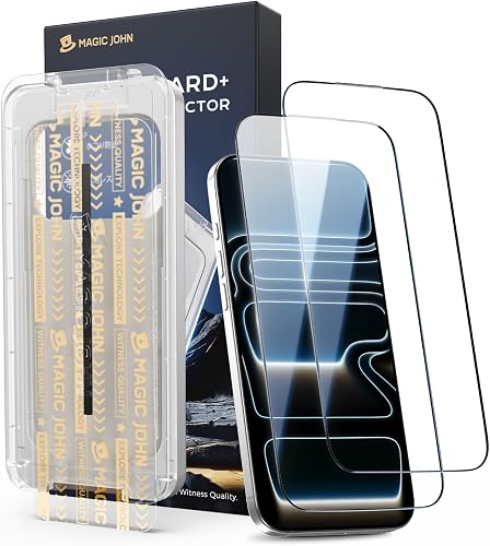 MAGIC JOHN 3rd Gen Upgraded for iPhone 17 Pro Screen Protector 6.3 inch, HD Clear, terproof Tempered Film, Auto Dust-Elimination, Bubble Free, Easy Installation, 2 Pack