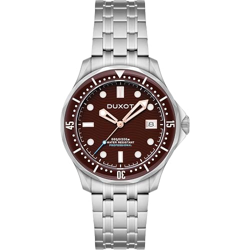 DUXOT Henri Men's Automatic Dive Watch – Japanese Movement, 41mm Stainless Steel Case, Water Resistant 200m, Stainless Steel Bracelet, DX-2060