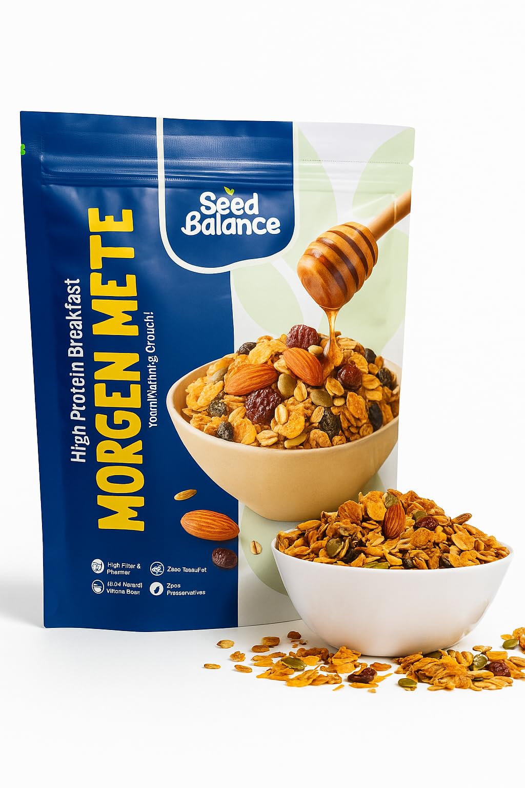 Seed Balance Morgen Mete | Not your regular Muesli | Honey Crunch | High Protein Snacking-image-34