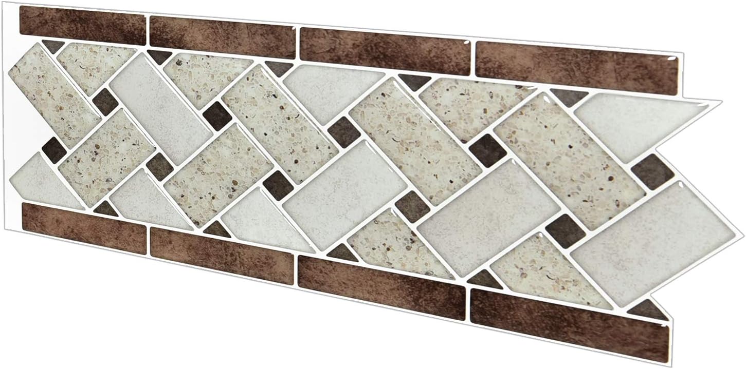 Art3d 10-Sheet Peel and Stick Tile Backsplash - 12.4"x5" Self-Adhesive Decorative Waist Line Mosaic Tiles for Kitchen and Bathroom