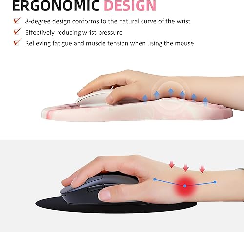 Miniatura 9 de Alfombrilla de mouse ergonómica con soporte para muñeca, alfombrilla de mouse estética artística con reposamuñecas para túnel carpiano,