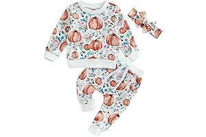3Pcs Baby Girl Outfits Daisy Sweatshirt, Pants, Headband - 18 Month Halloween Outfit Girl