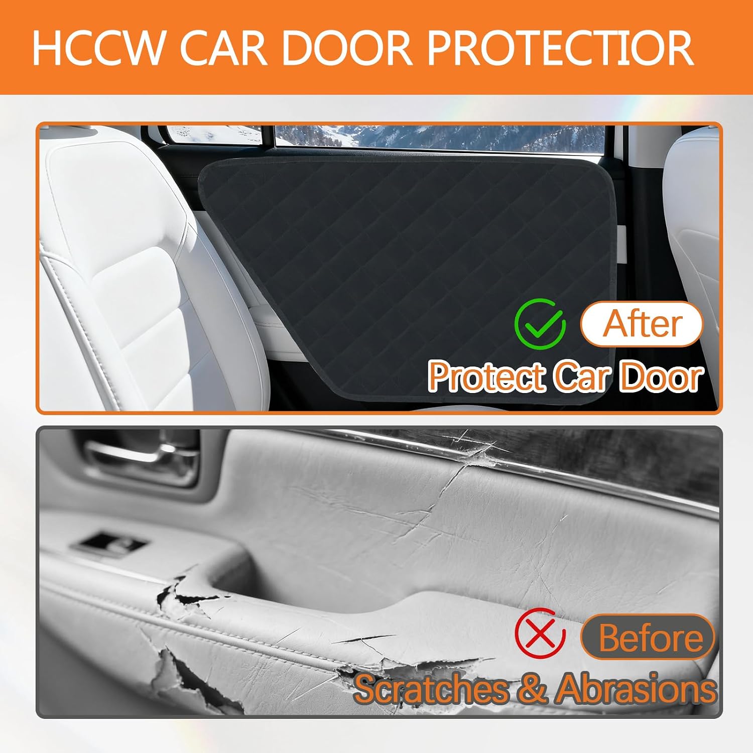 Car Door Protector for Dogs, Pet Car Door Cover, Scratchproof Waterproof Door Panel Covers from Dog Scratching, Heavy Duty 5-Layer Door Protectors for Vehicles, 2 Pack Durable & Universal Fit