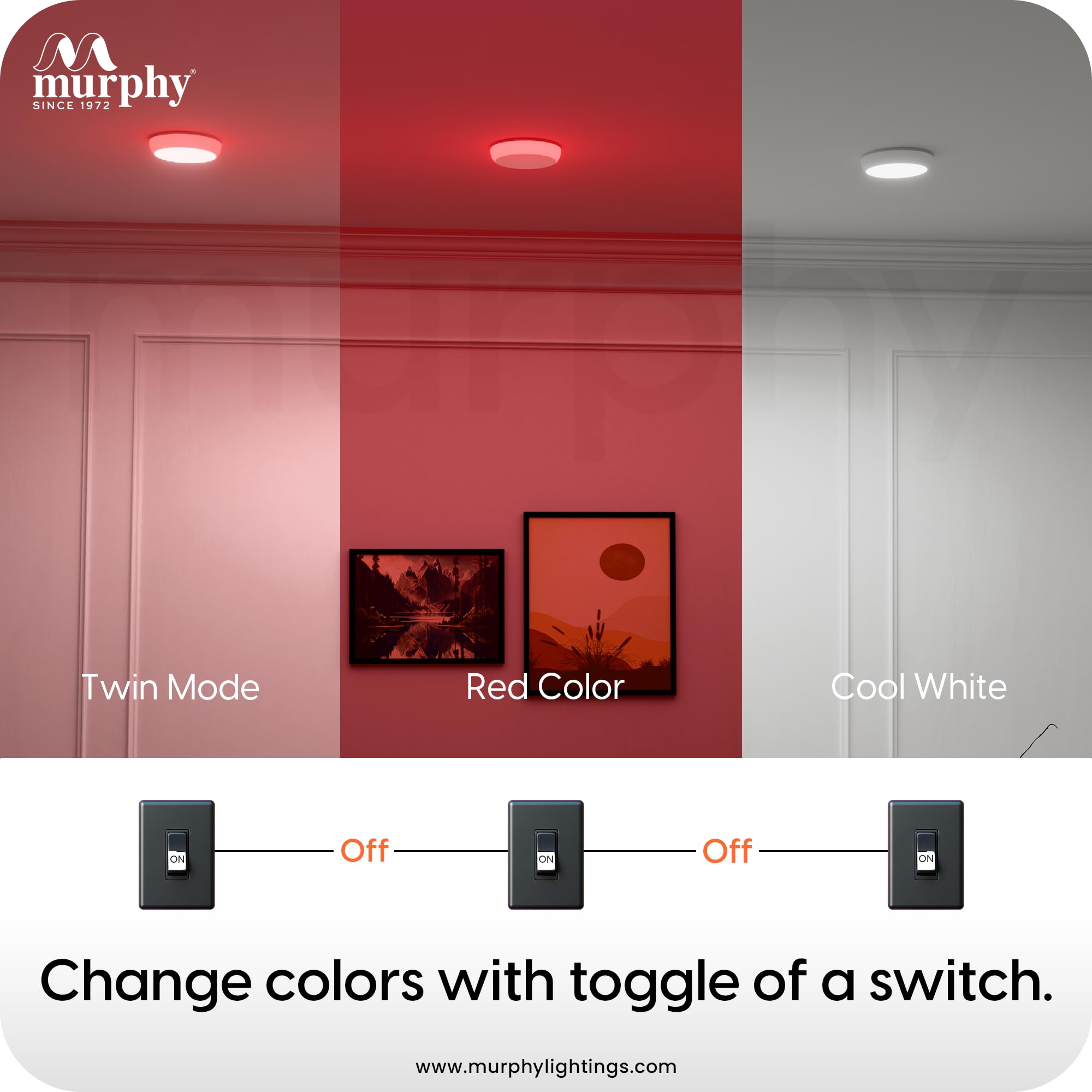 Murphy 2-in-1 7W+7W Double Color Round LED Deep Junction Box Light (Cool White+Red, Pack of 1) 4