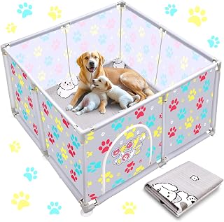 2025 Upgraded Whelping Box for Dogs,24.8’’Extra Tall Dog Whelping Pen with Whelping Pad,Dog Whelping Supplies for Large Small Breed Dogs(47" Dia.x24.8 H) (Grey)