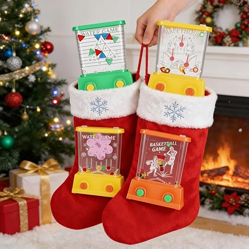Vista 2 de Gejoy Juego de 4 piezas de juguetes de agua, rellenos de calcetines de Navidad de mano, juego de lanzamiento de anillo de agua, mini juegos retro