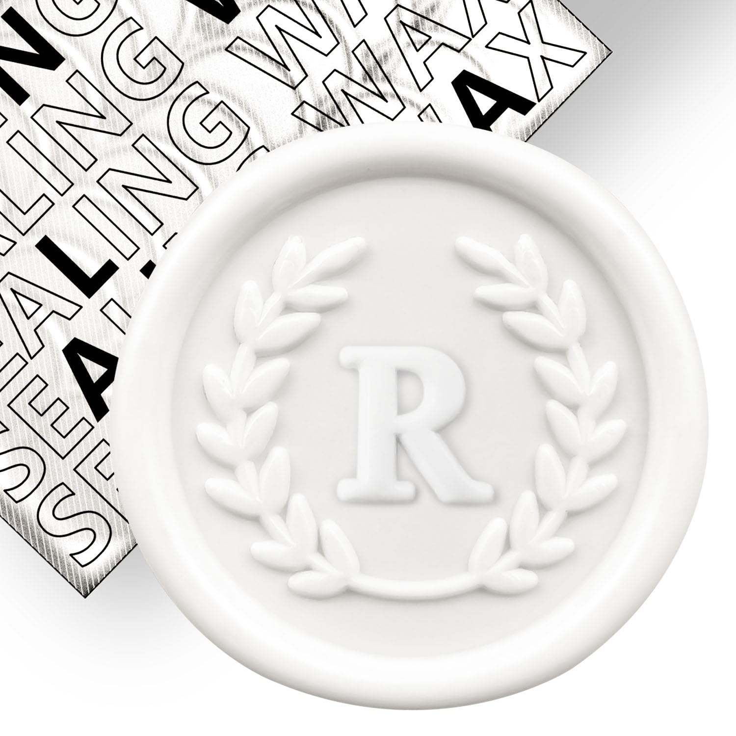 50Pcs White Letter R Adhesive Wax Seal Stickers, Hand-Made, No Need Seal Stamp, Tear and Use Wax Stickers for Wedding Invitations, Envelopes, Christmas Gift