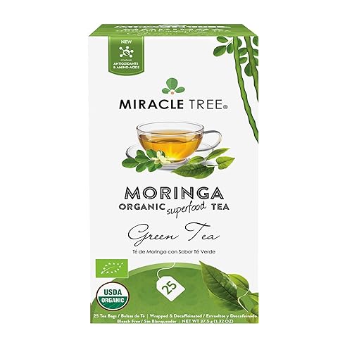 Miniatura 6 de Miracle Tree - Té orgánico de moringa superalimentaria, paquete de 2, 2 bolsas de té selladas individualmente (hibisco, té verde)
