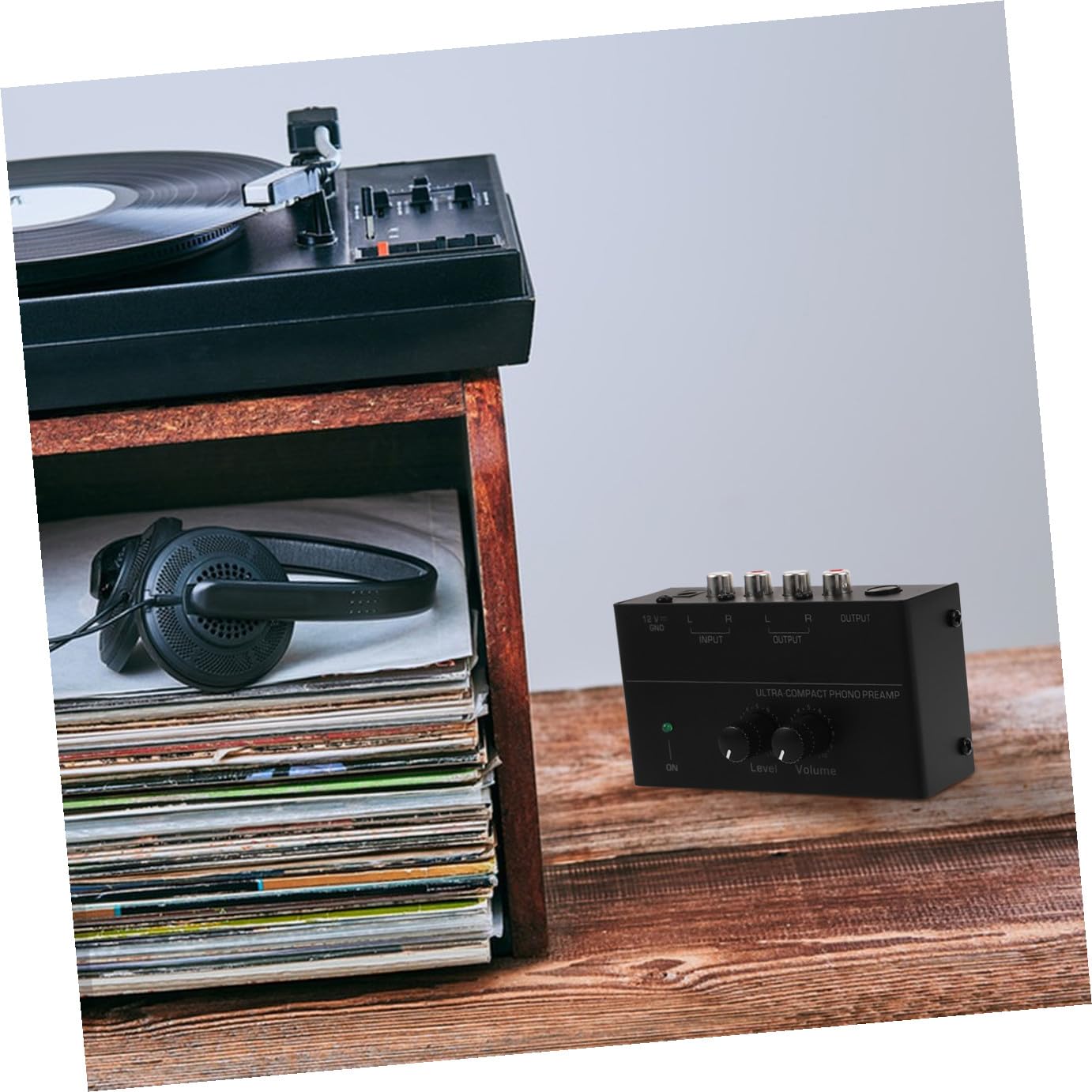 Mipcase Preamplificador de Fono Metálico para Tocadiscos Preamplificador de Audio Estéreo Control de Volumen para Sistema de Componente de Audio Uso Sala de Estar