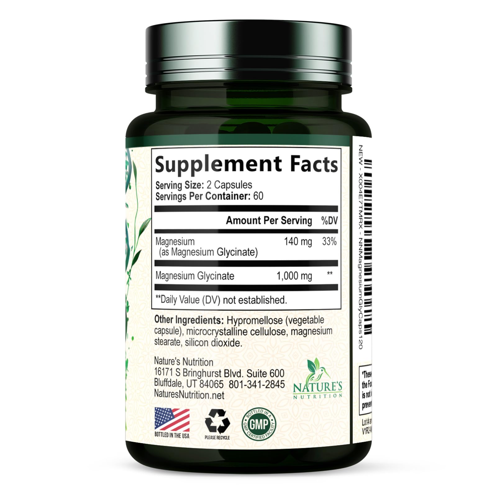 Magnesium Glycinate 1000mg - Pure & Chelated for High Absorption - Supports Muscle, Nerve, Bone & Heart Health - Best Magnesium Supplement for Gentle Sleep Support, Vegan, Bottled USA - 120 Capsules — Amazon image 9