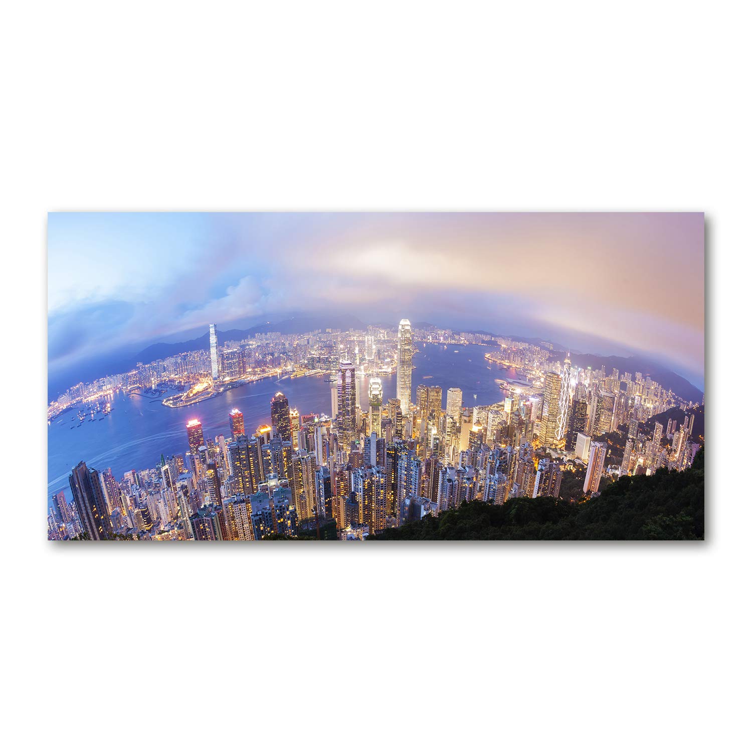 Tableau panorama Hong Kong en acrylique 140x70cm pour illuminer un mur sombre sans cadre