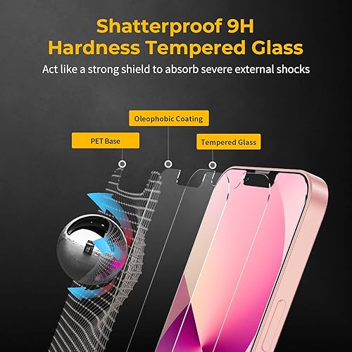 Miniatura 54 de UNBREAKcable Paquete de 3 protectores de pantalla para iPhone 12 / iPhone 12 Pro, vidrio templado doble inastillable [fácil instalación] [dureza 9H]