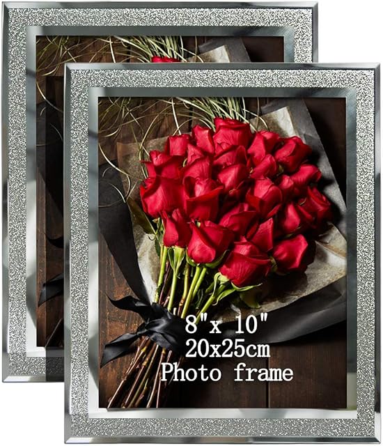 8x10 Picture Frames Sparkle Glass Photo Frame, Freestanding, 8 x 10 inch, 2 Pack
