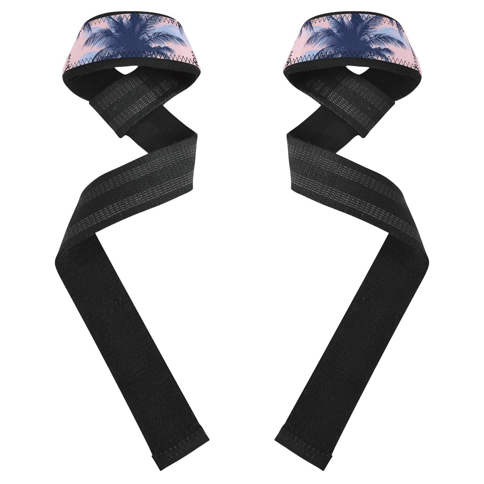 STAYTOP Tropical Coconut Tree Wrist Straps for Weightlifting,Lifting Straps with Neoprene Cushioned Wrist Padded and Anti-Skid Silicone for Strength Training,Bodybuilding,Deadlifting
