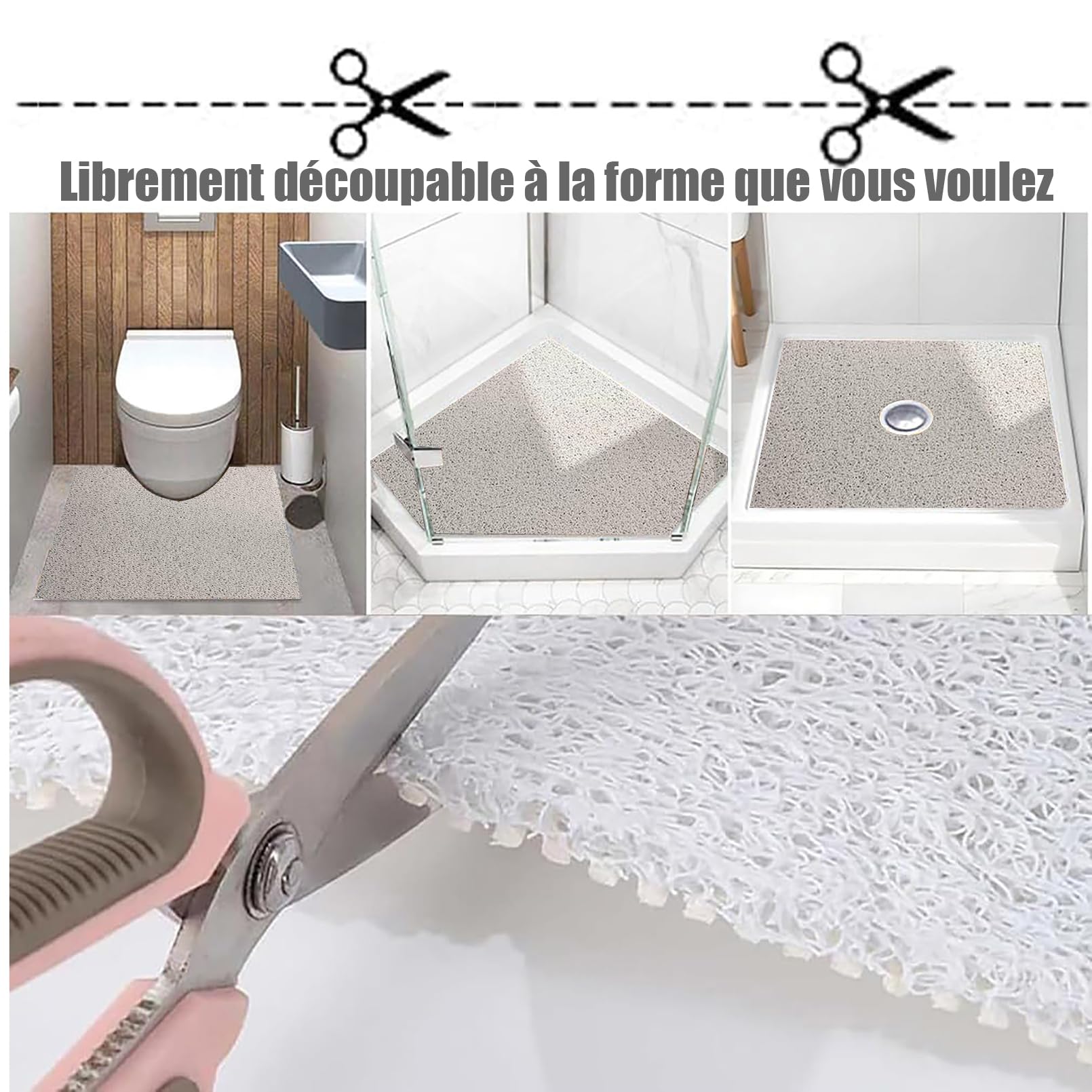 Tapis Baignoire antidérapant 80x120 Tapis de Douche antidérapant Tapis antidérapant Douche Simplicité Moderne PVC Doux et Confortable，Haute perméabilité