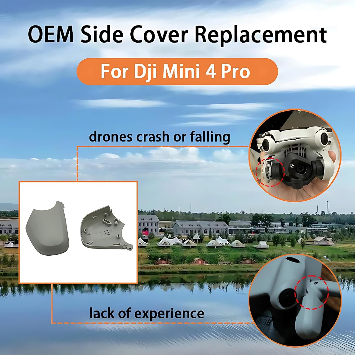 Side Cover Replacement Gimbal Left Right Side Caps Protective Cover Fuselage Spare Parts For Dji Mini 4 Pro Drone Accessories(Left+Right)