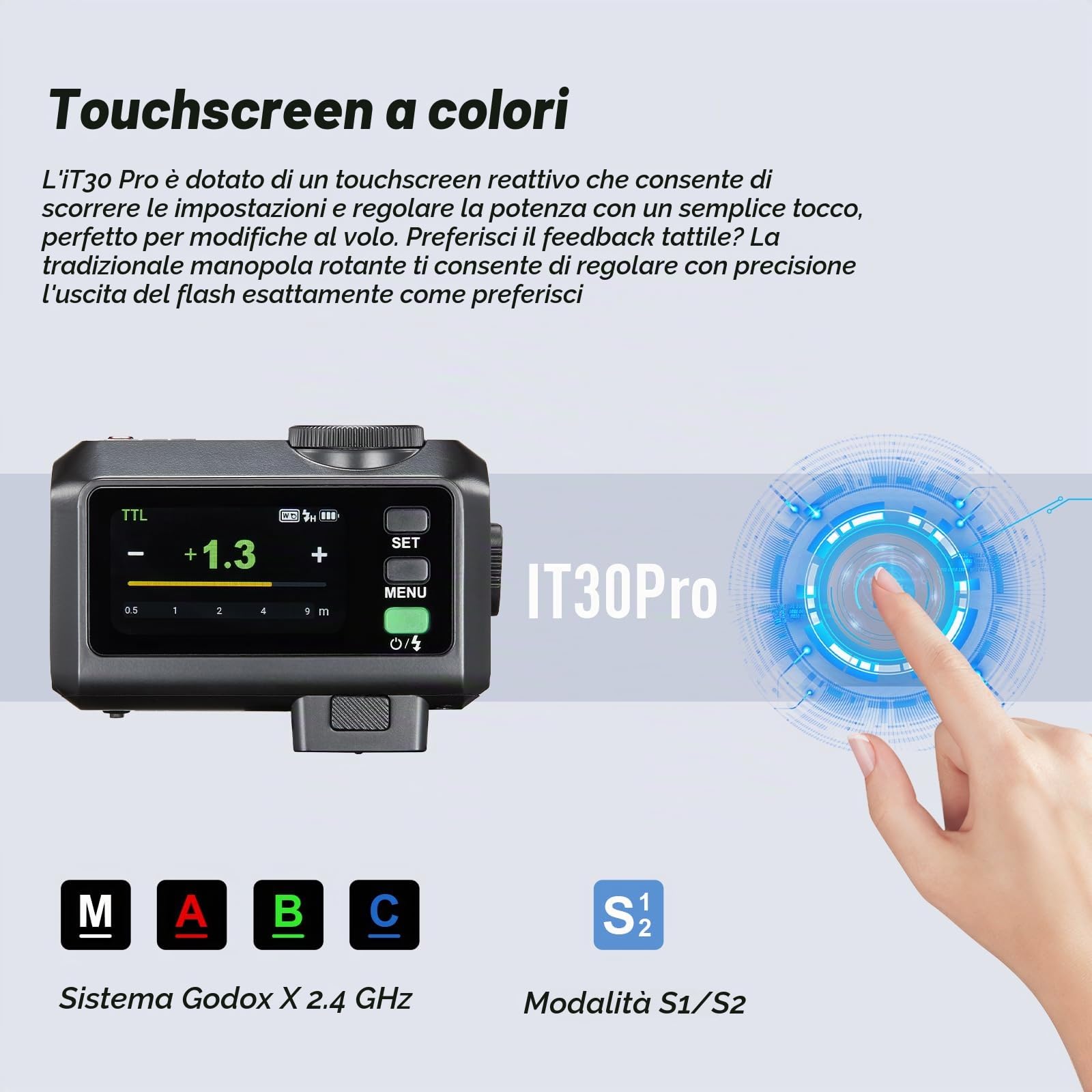 Godox iT30Pro-O iT30Pro O Mini Flash della Fotocamera con Diffusore Bianco Speedlite Camera Flash 560 Flash a Piena Potenza 2,4G Wireless Master&Receiver TTL 1/8000s para Olympus Panasonic DSLR(nero)