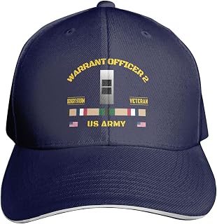 US Chief Warrant Officer 2 Emblem CW2 Rank Insignia Desert Storm Veteran Adjustable Navy Blue Baseball Cap - Lightweight, Breathable Dad Hat for Men & Women