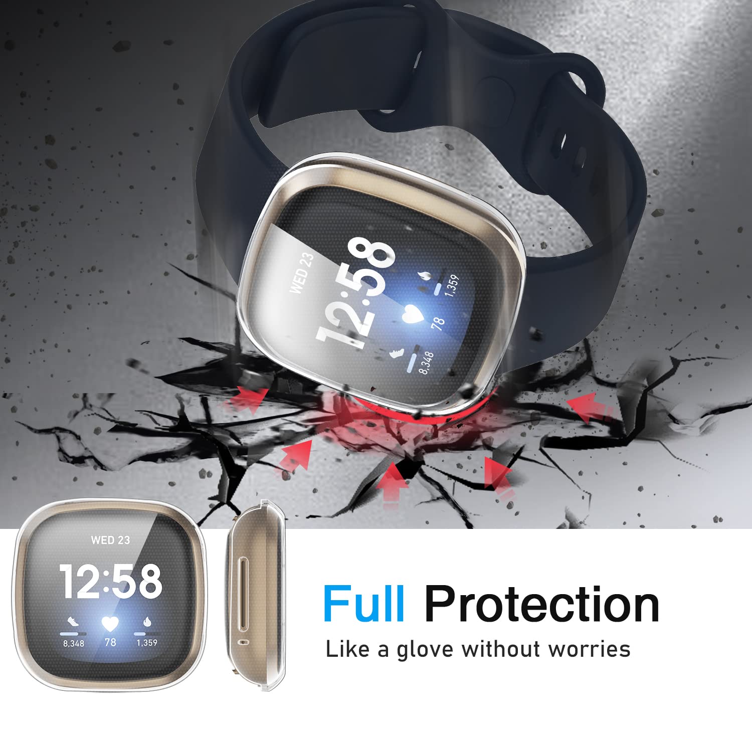 Coque De Protection D'écran Compatible Avec Fitbit Sense