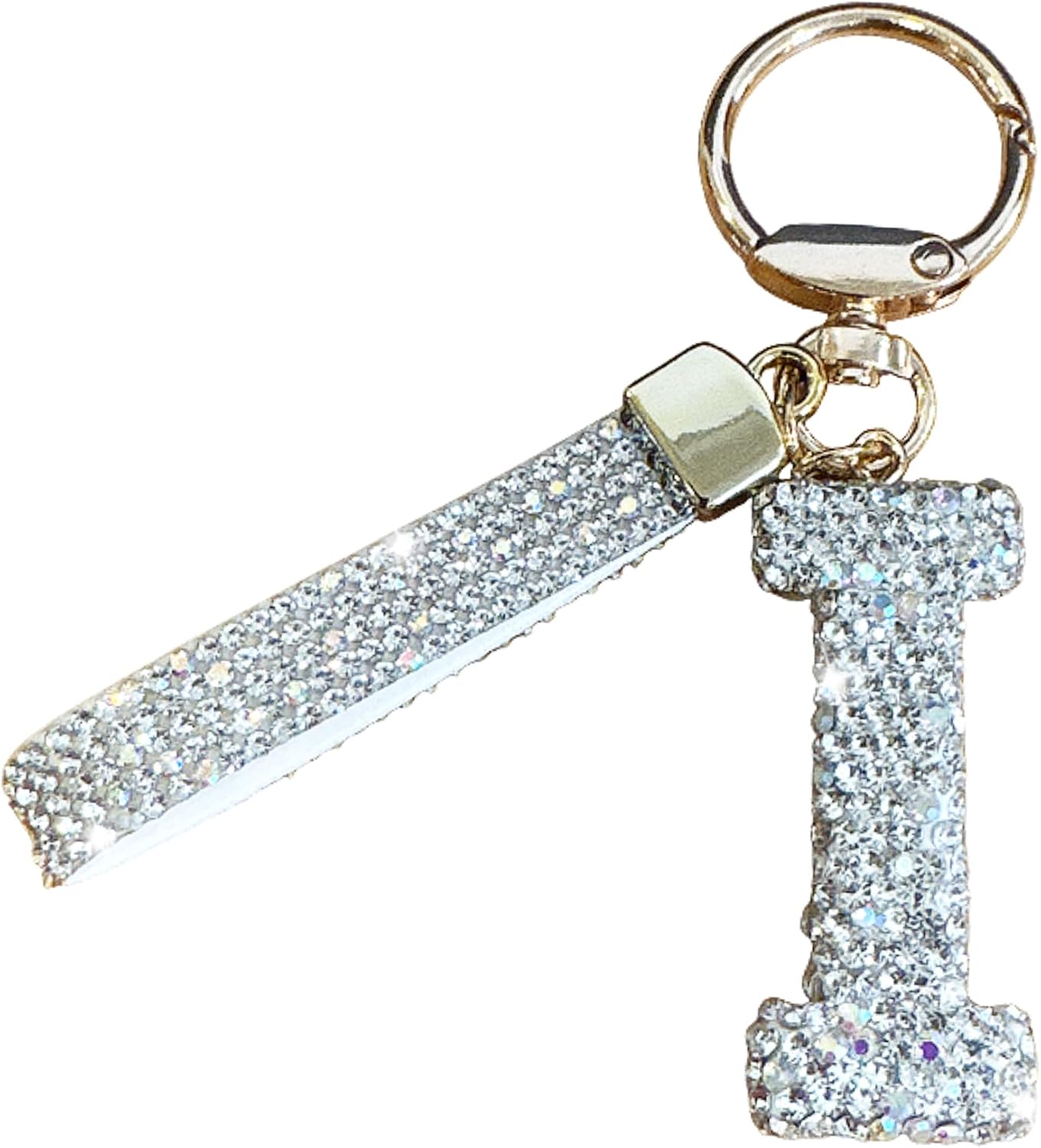 Popfizzy Initial Keychain for Women, Rhinestone Letter Purse Charms, Alphabet Initial Bag Charms, Small Gifts for Women