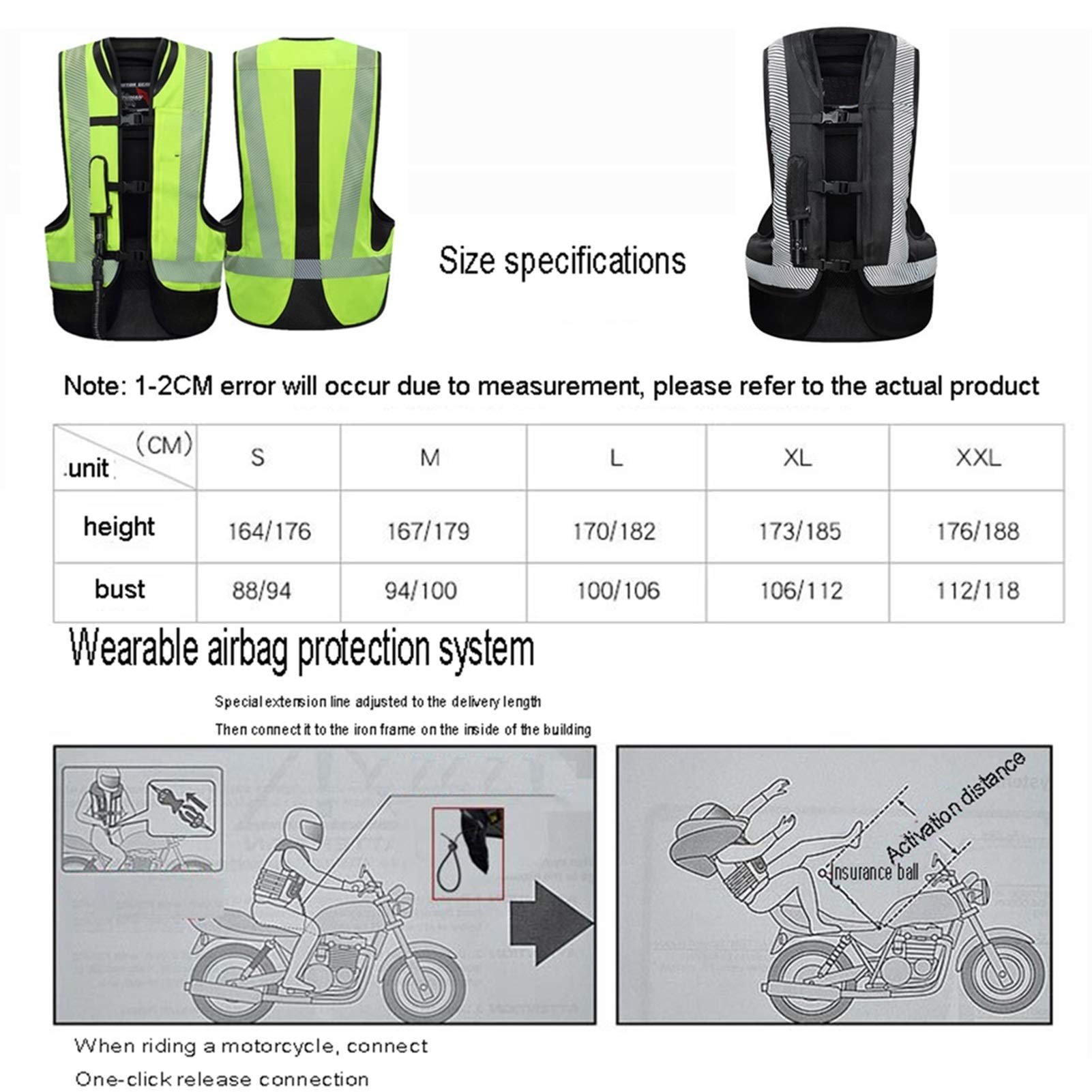 Męska motocyklowa kamizelka do poduszki powietrznej sprężony gaz ochrona przed upadkiem kombinezon używany oddychająca i szybkoschnąca tkanina nadaje się do motocykli i pojazdów terenowych (bez cylindra CO2, pojemność cylindra 60 cm³)