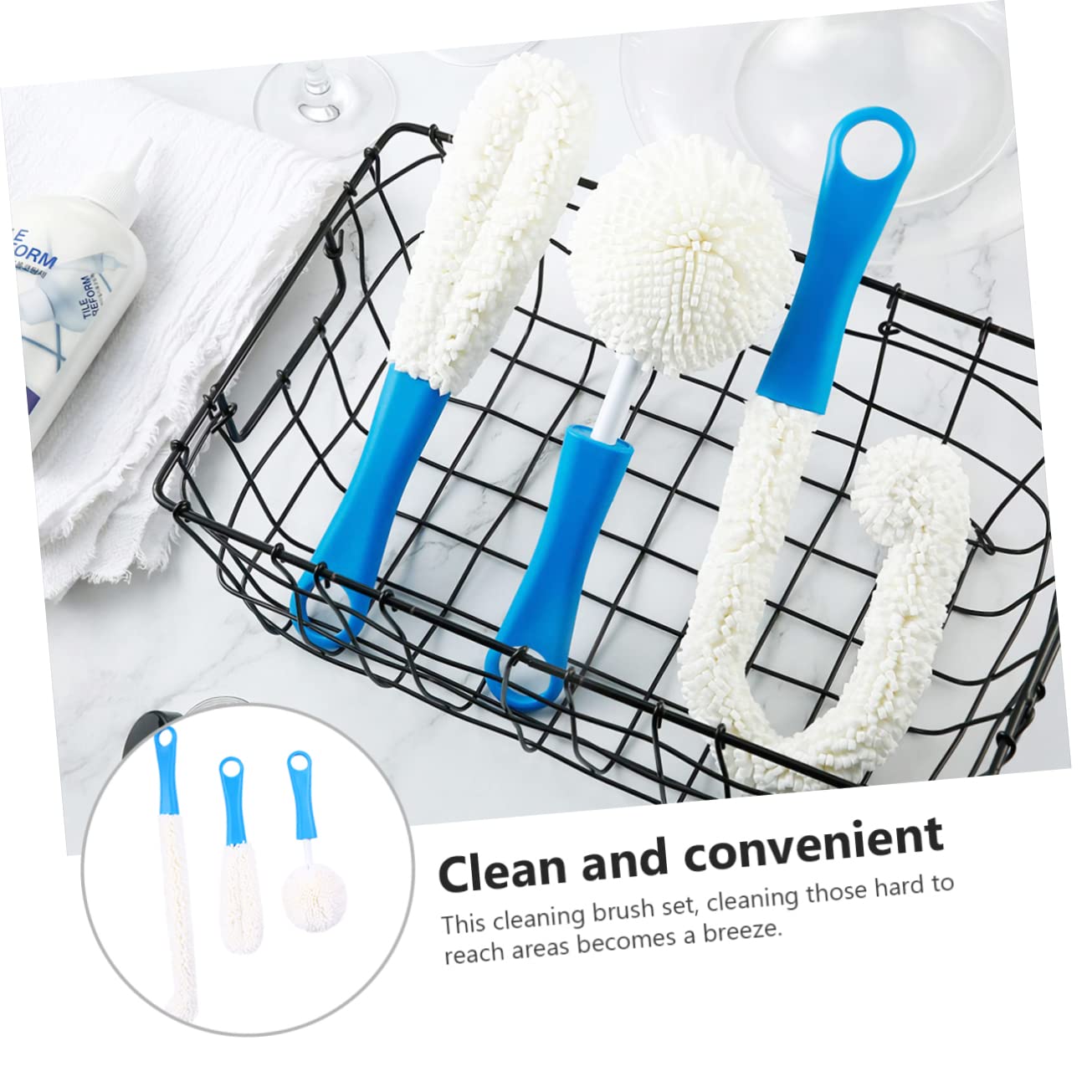 Healvian 9pezzi Spazzole Per Pulizia Flessibili Per Bottiglie Multi-funzione Per Casa e Cucina Per Decanter e Bicchieri