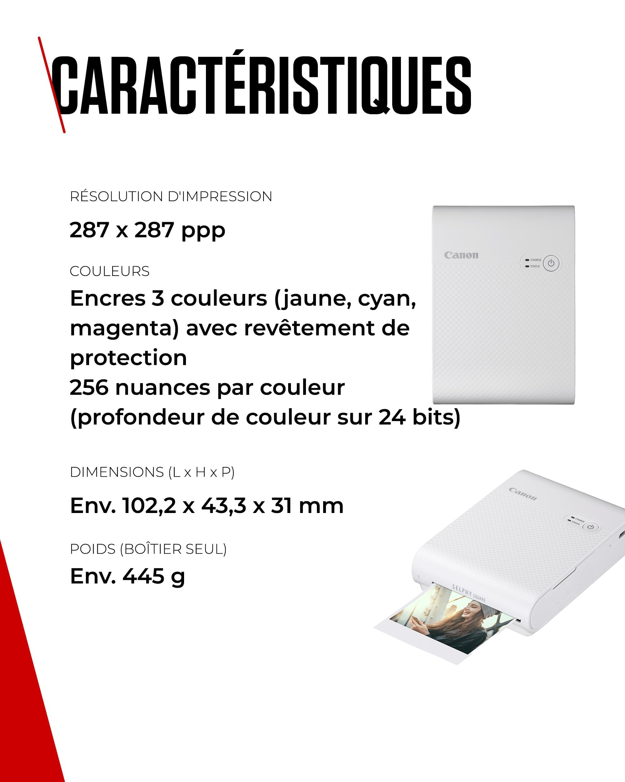 Canon SELPHY Square QX10 Imprimante Photo Portable - Blanc