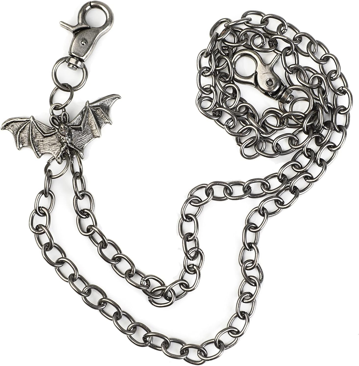 Trouser Chain Denim Wallet with Punk Bat Decor for Men and Women