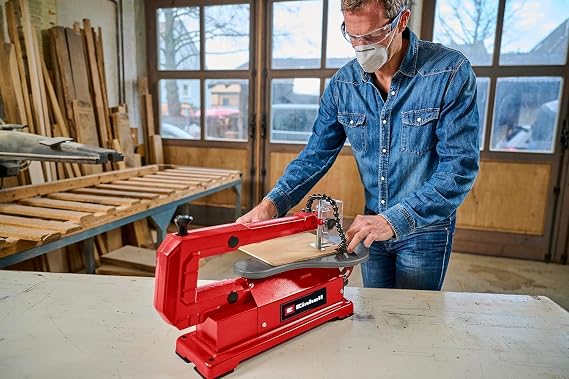 Einhell Countertop Decoupage Saw TC-SS 406 E (including 120 W, 50 mm cutting height, 47° tiltable table, variable speed, blower, 2 saw blades)