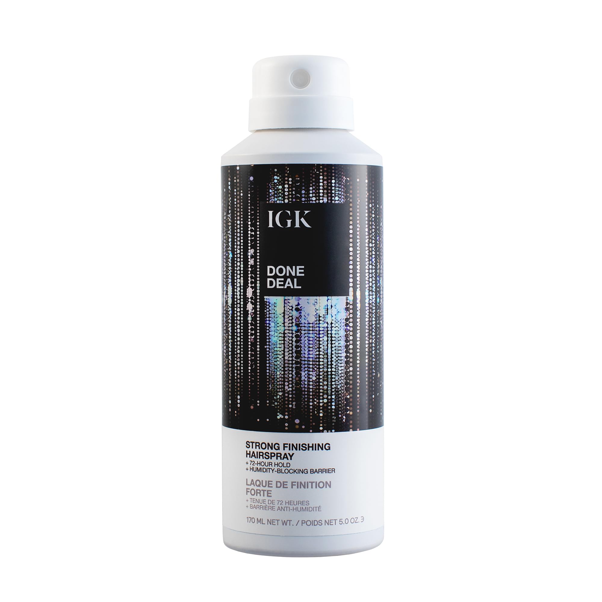 IGK Done Deal Strong Hold Finishing Hairspray – Long-Lasting, Humidity-Resistant, Brushable, Firm Control for All Hair Types, 5 oz