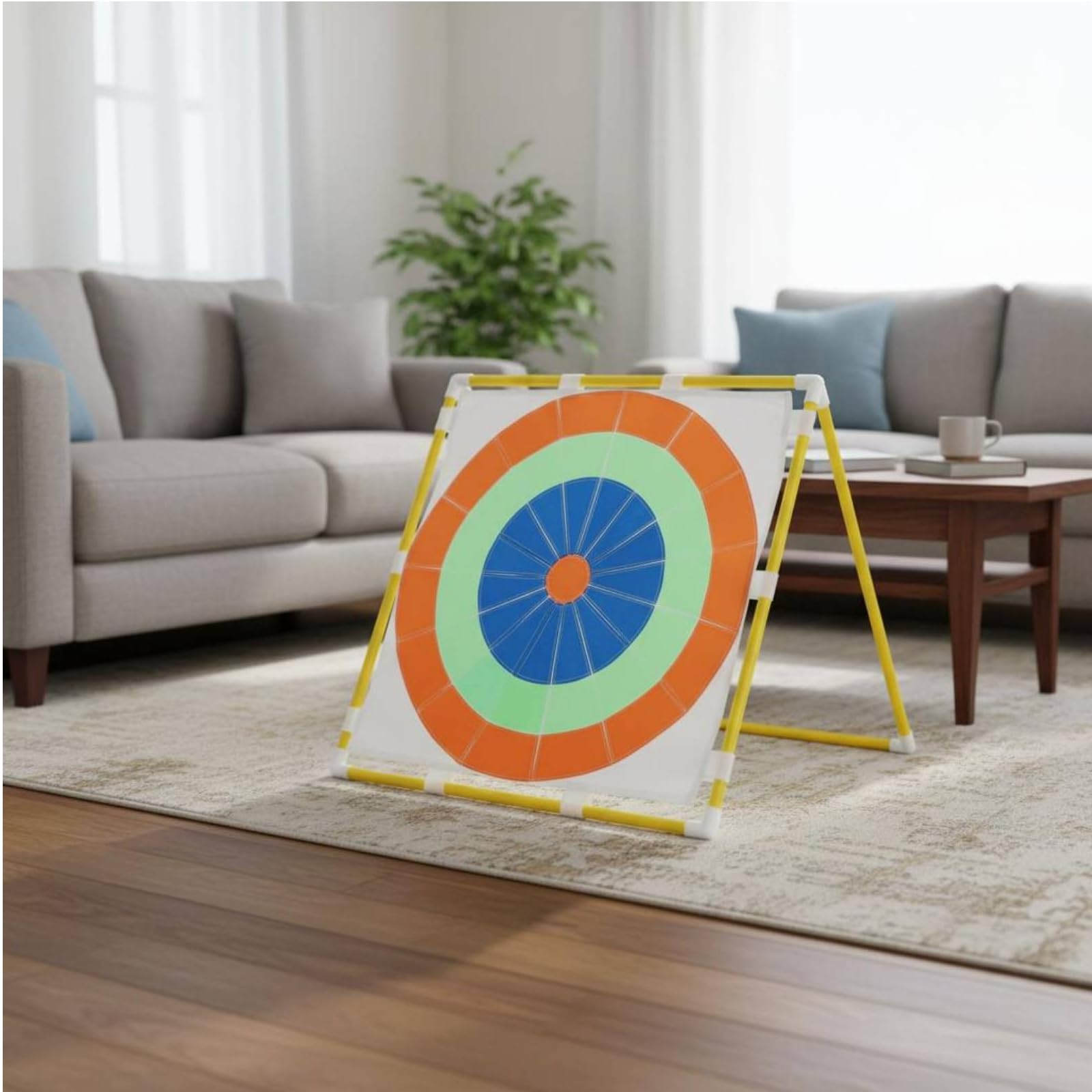 Children Training Target Pannello Bersaglio Rotondo Concentrici Tavola Palla Appiccicosa Bersaglio in Piedi Struttura Stabile in Plastica Tessuto