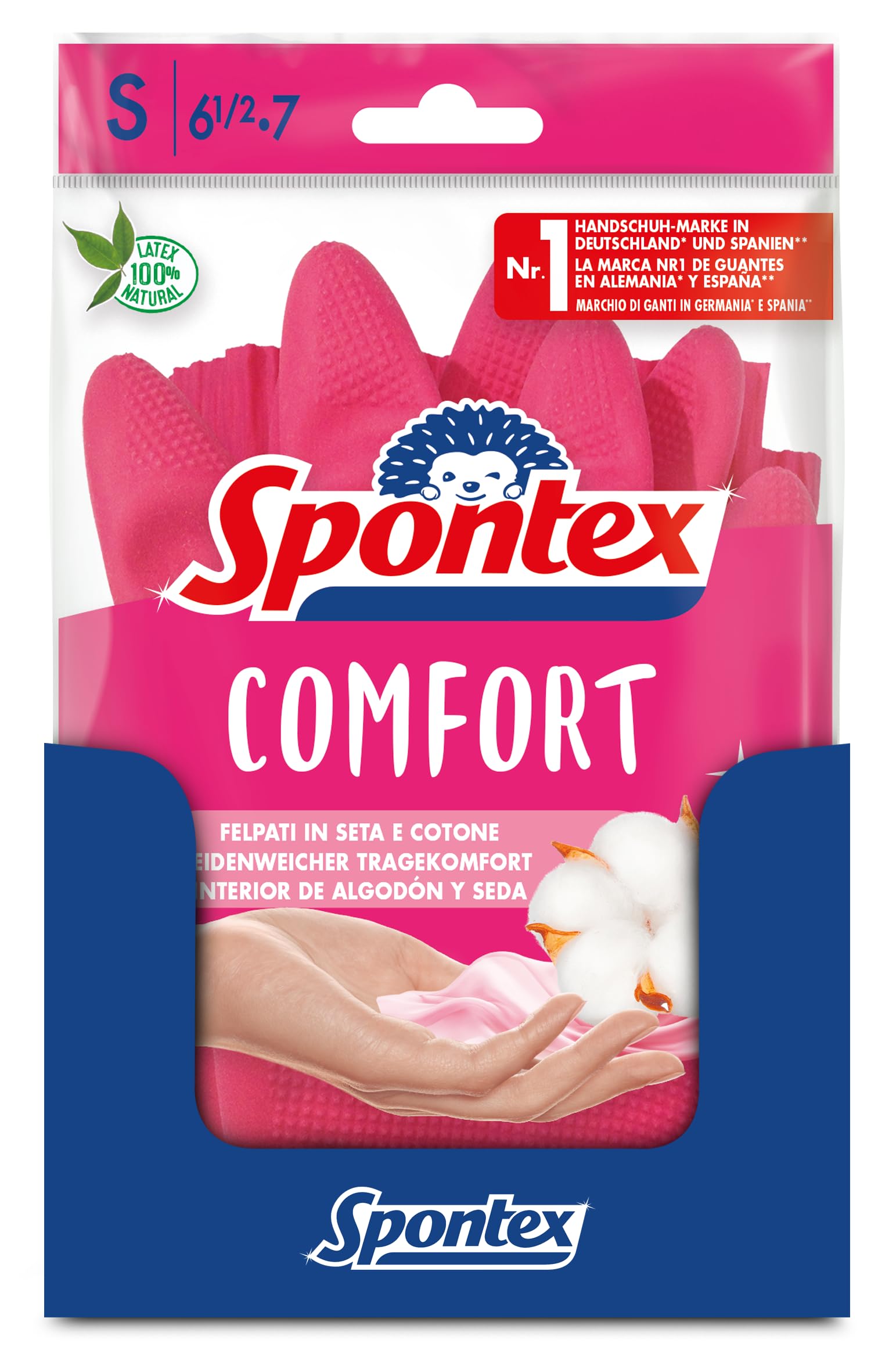 Spontex Comfort Household Gloves for Optimal Protection and Comfort Size Small 12 Pairs