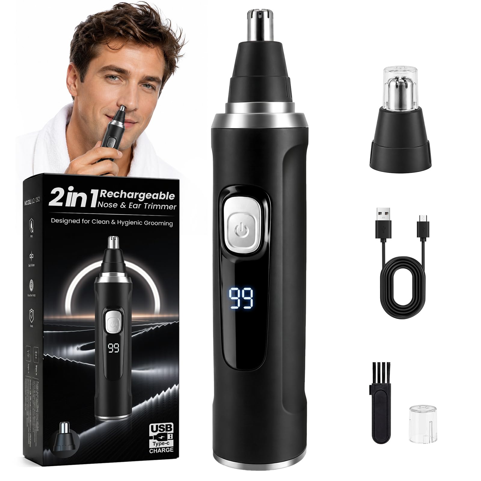 MDMSXXDD 鼻毛修剪器 USB充电 LED显示 男女通用
