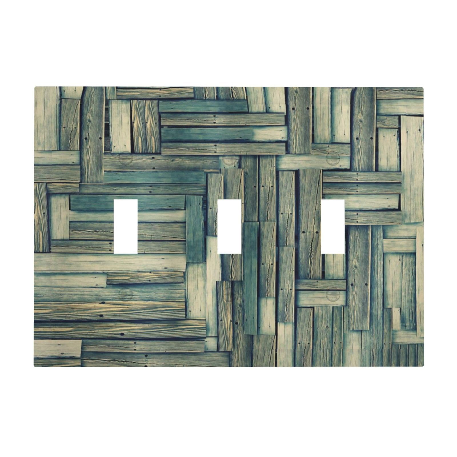 Yamxbfa Vintage Teal Classic Deck Forest Woods Natural 3 Gang Light Switch Covers Triple Toggle Wall Plate Decorative Switchplate Electrical Faceplate for Farmhouse Bathroom Bedroom Kitchen Decor
