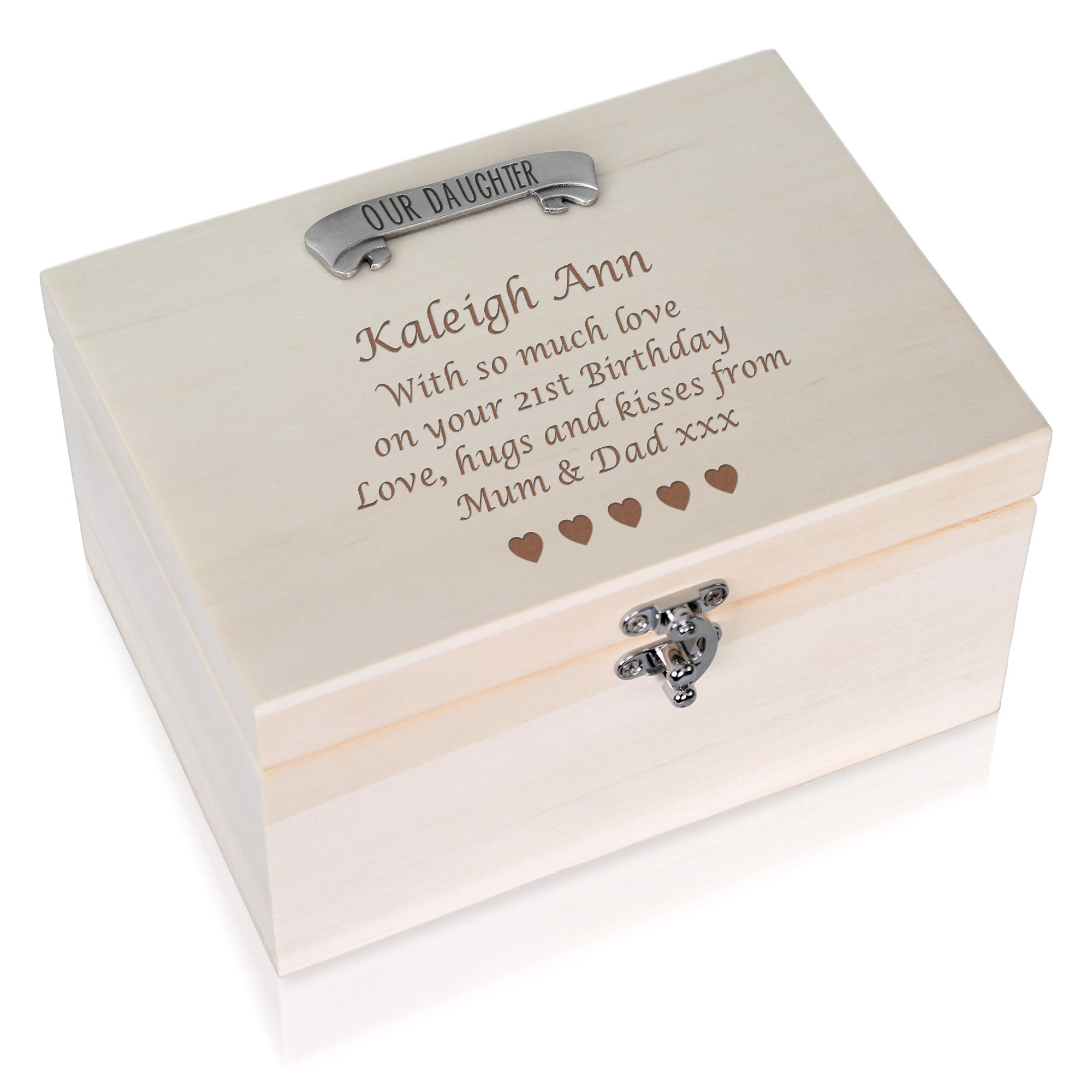 De Walden Our Daughter 21st Birthday Gift Engraved Pine Keepsake Memory Box