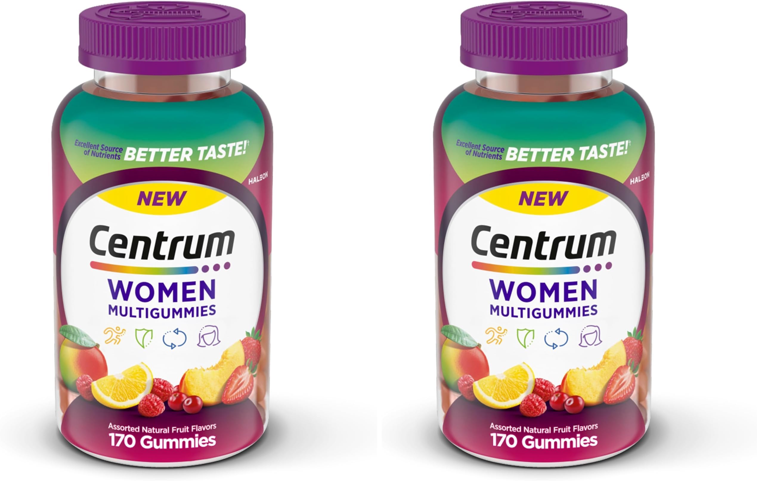 MultiGummies Gummy Multivitamin for Women, Multivitamin/Multimineral Supplement with Vitamin D3, B and Antioxidants, Assorted Fruit Flavor - 170 Count (Pack of 2)