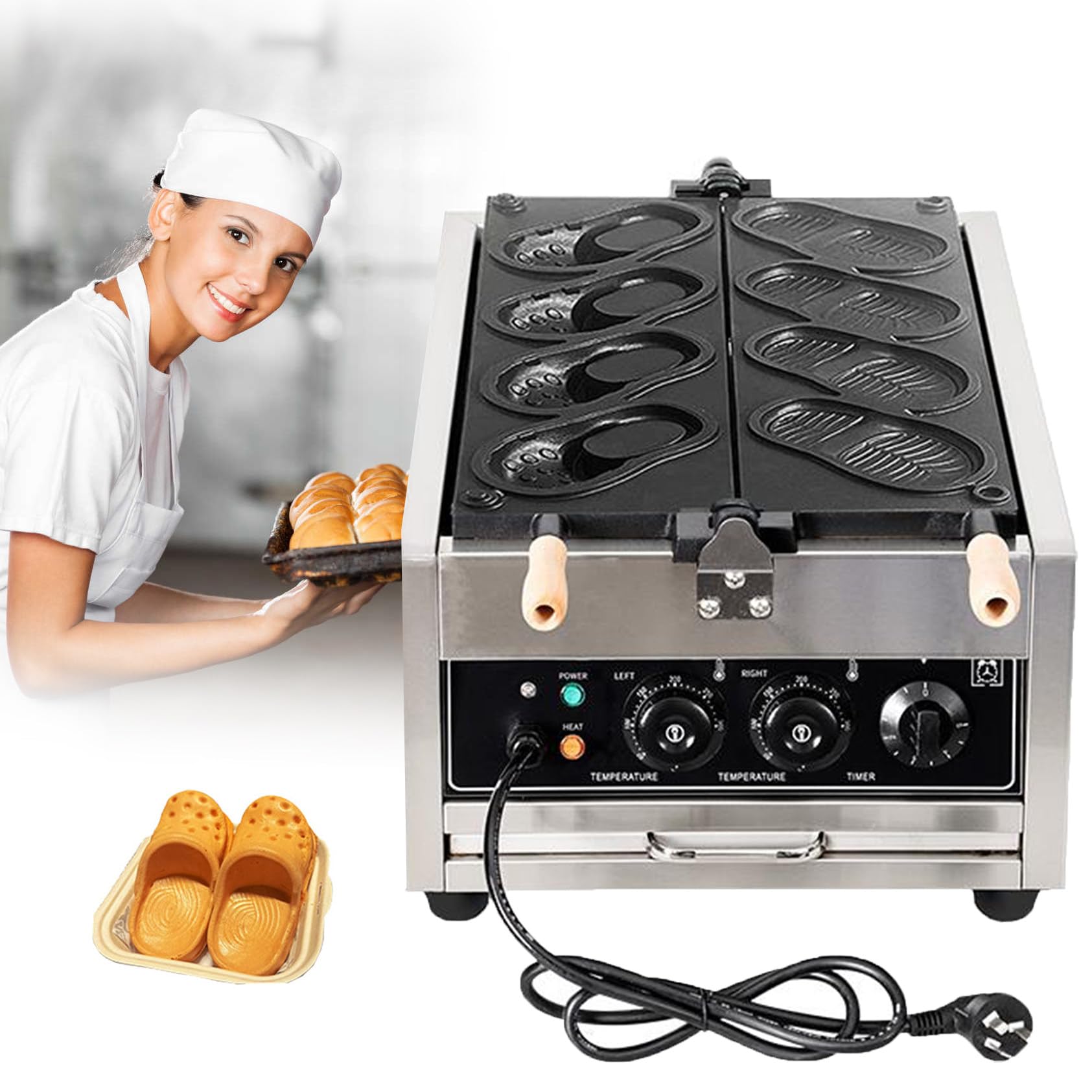 Gaufrier professionnel, design en forme de chaussure pour gaufres maison et gâteaux croustillants, idéal pour les cuisines domestiques, les cafés et les restaurants, chauffage élec,Electricheatinga