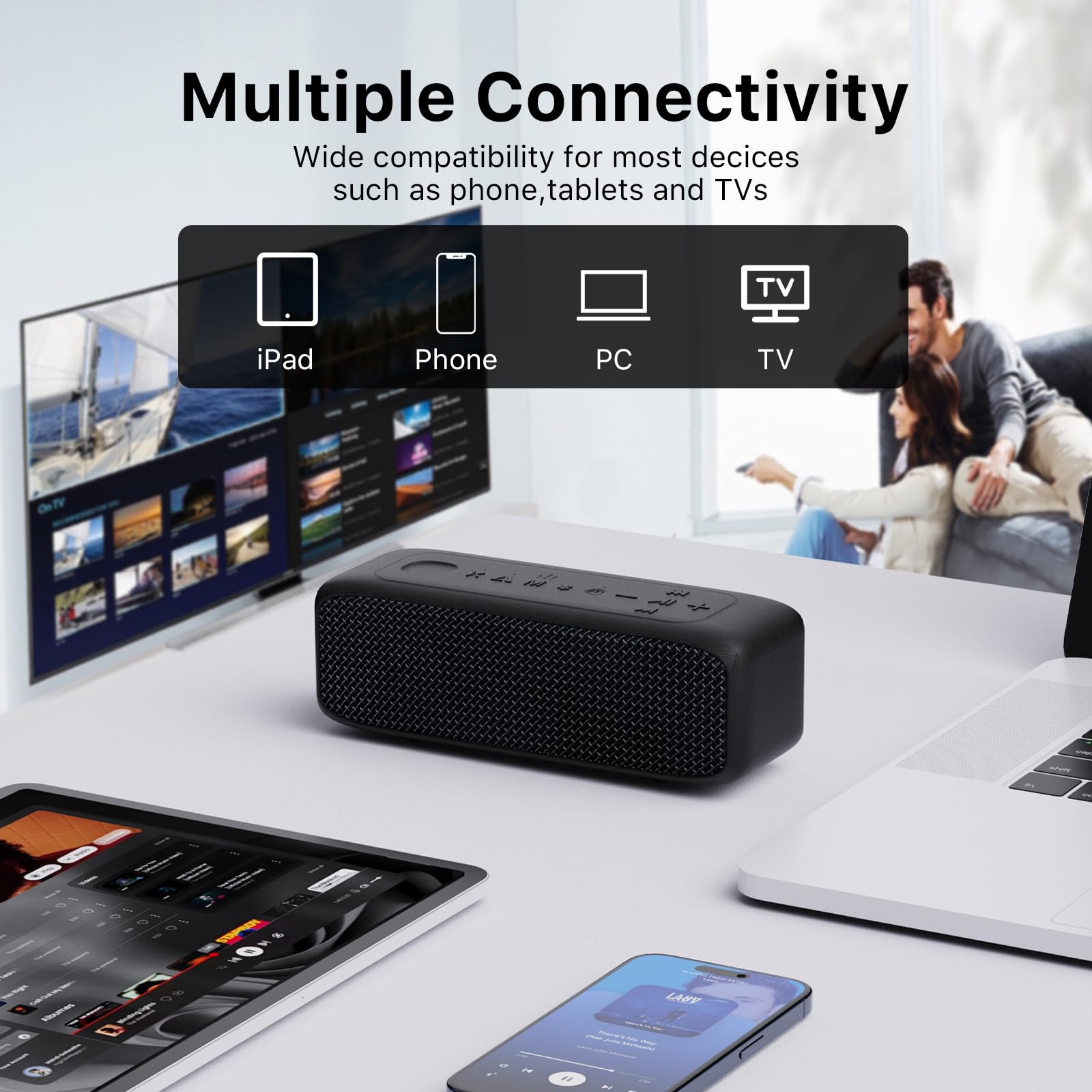 JUOVI Cassa Bluetooth Portatile, Casse Bluetooth 6.0, Audio Stereo da 20W, IP68 Impermeabile 24 Ore di Autonomia, USB C/TF Card/AUX Altoparlante Bluetooth per Casa, Esterno e Viaggi (SOUND J1)