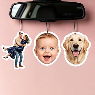 Custom Air Fresheners with Picture, Double-Sided Print Personalized Air Freshener for Car, Long-Lasting Fragrance Unique Gift for Family Friend Lover (1–10pcs Available, Outline)