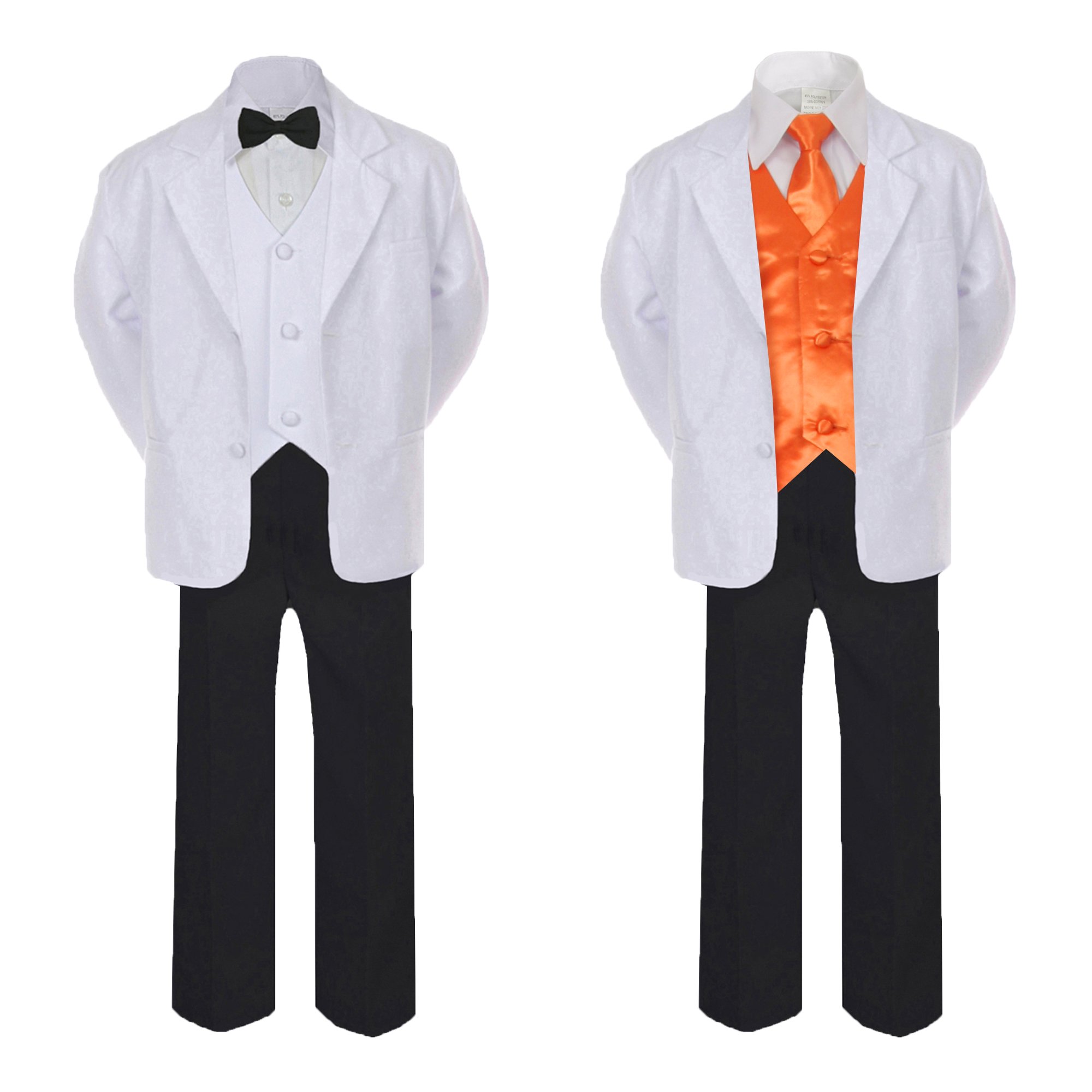 Unotux 7pc Boy Formal Black & White Suit Tux Set Satin Necktie & Vest Baby Sm-20 Teen