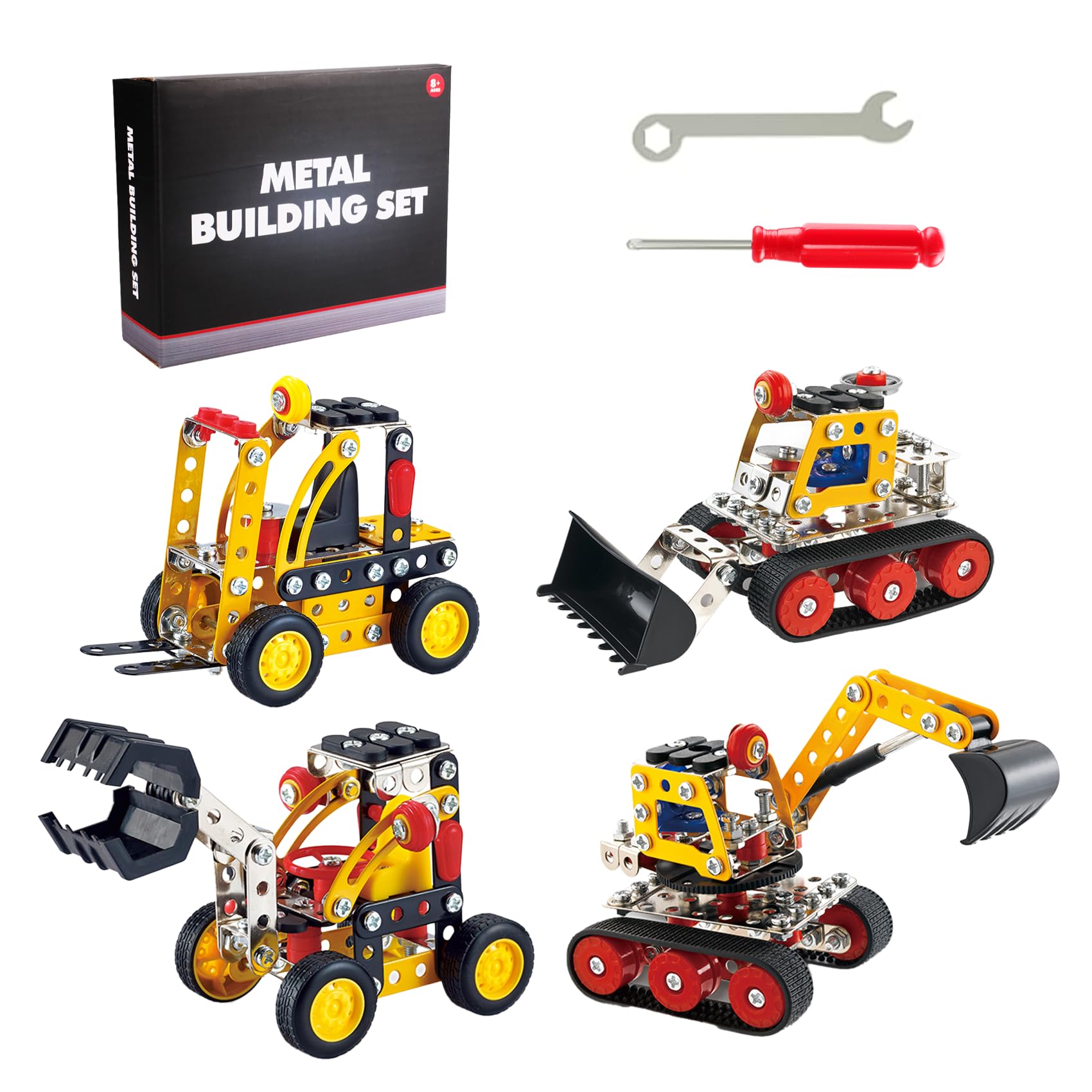 Bearbao STEM Metal Model Construction Building Kit  4 Engineering Model Kit with Tools & Manual for Kids Ages 12 and Up, DIY Assembly Construction Toy for Boys Girls, Great Gift for Kids Adults