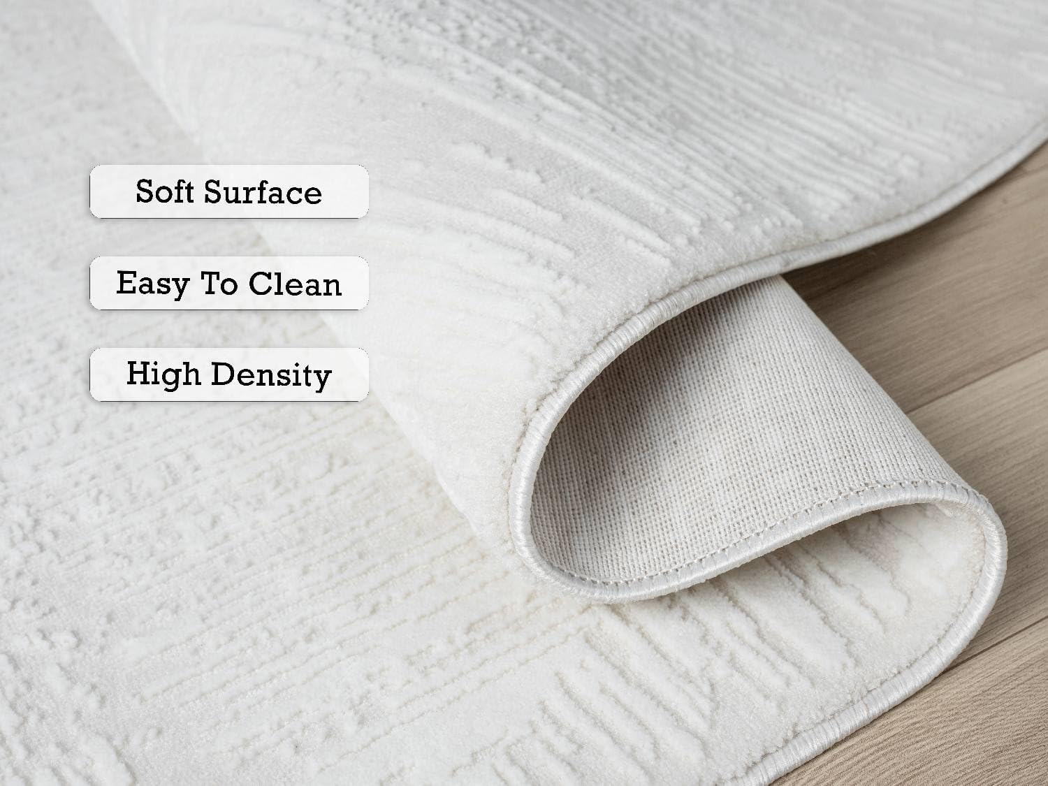 Amy Modern Abstract Area Rug for Living Room, 8x10 Contemporary Textured Geometric Large Cream Neutral Rug, High-Low Pile Stain Resistant Carpet for Bedroom or Dining Room (8' x 10', Cream)