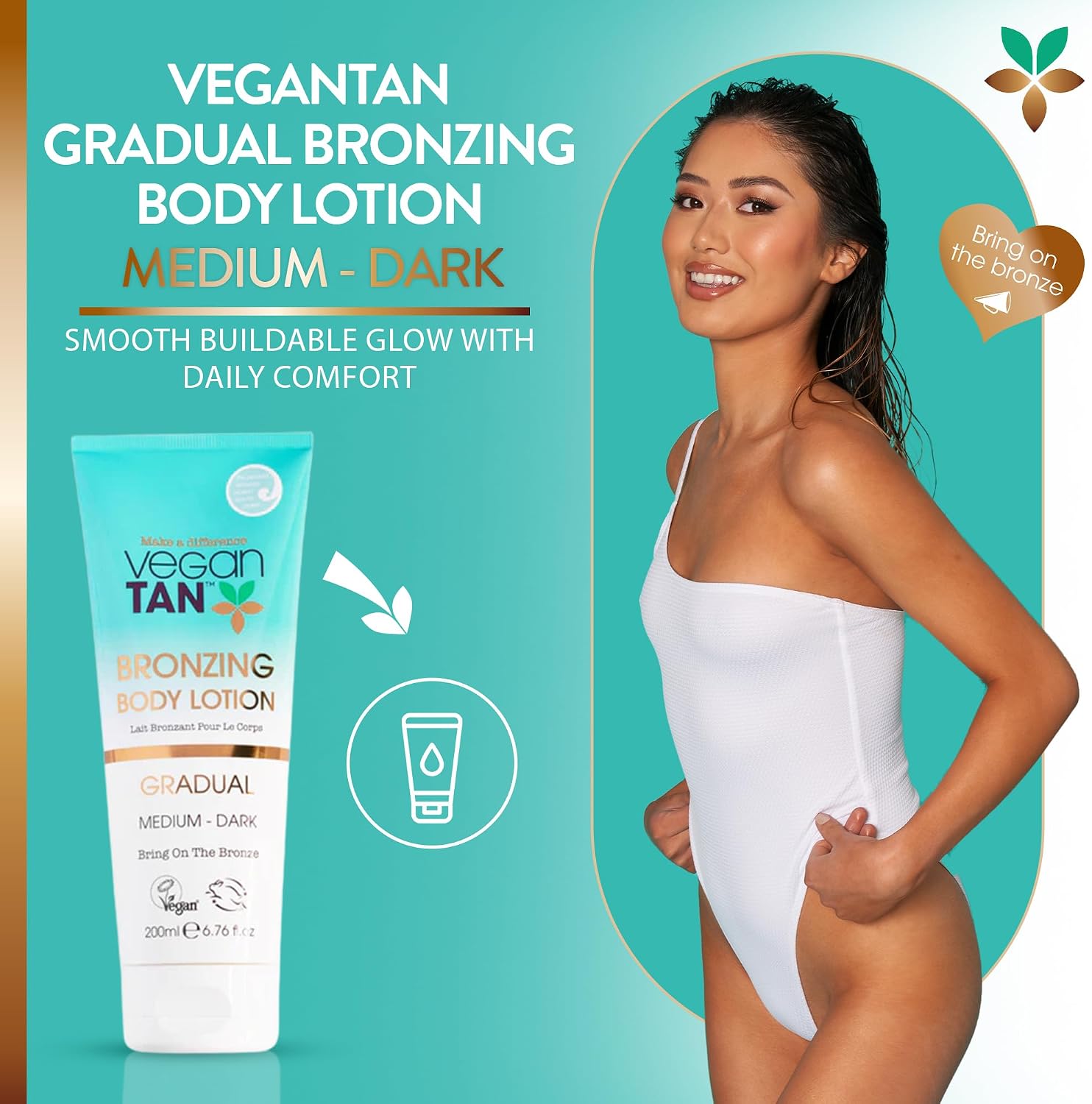 VeganTan Gradual Bronzing Body — автозагар для тела, оттенки от среднего до темного, 200 мл