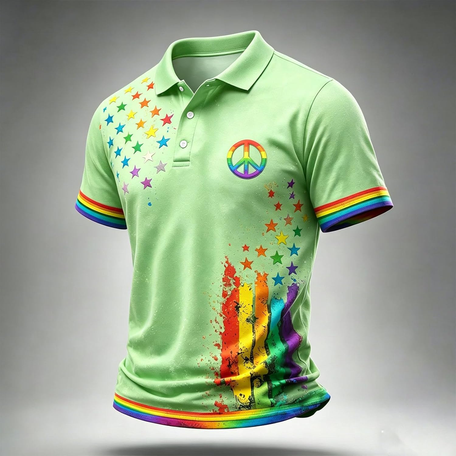 Ymosrh Men's Rainbow Polo Shirt Short Sleeve Gay Pride Month LGBTQ Shirt, S-4XL
