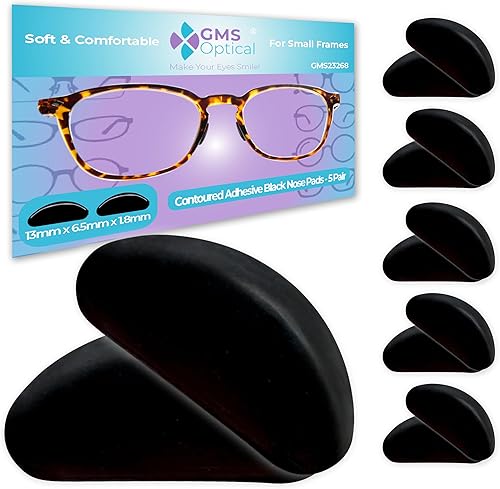 GMS Optical 1.8mm Reg-Thin/13mm de longitud corta - Almohadillas nasales pequeñas de silicona contorneada adhesiva para anteojos - Alivio de presión